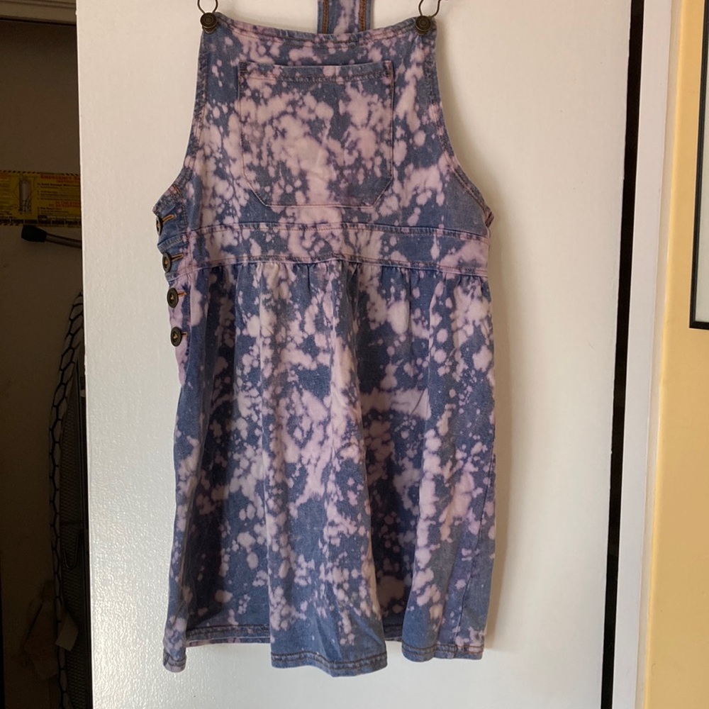 TopShop Custom Tie Dye Bleach Bib Overalls Dress